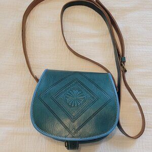 Turquoise blue green leather purse